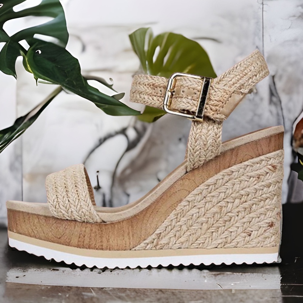 Last 1! Soda Sutter Natural Jute Espadrille Wedge Sandal - Picture 2 of 7
